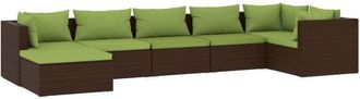 vidaXL Set Muebles De Jard&iacute;n 7 Piezas Y Cojines Rat&aacute;n Sint&eacute;tico Marr&oacute;n Vidaxl