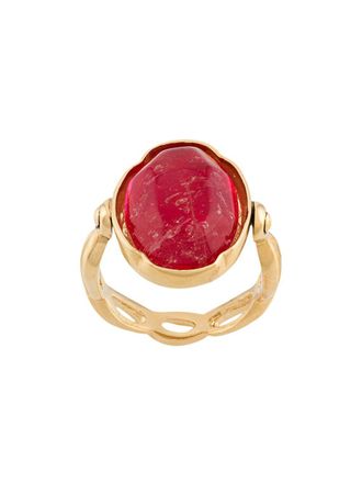 Goossens Anello placcato oro 24kt con cristallo taglio cabochon