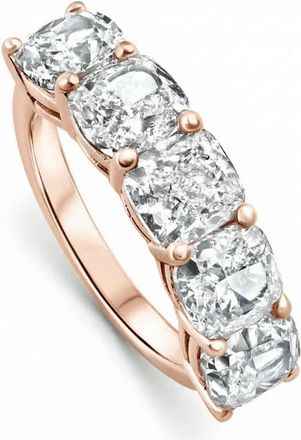 Pompeii3 5 1/4Ct Cushion Cut 5-Stone Diamond Wedding Anniversary Ring 14k Gold Lab Grown