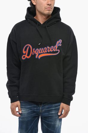 Dsquared2 Felpa Hoodie in Cotone con Logo in Rilievo Effetto Spugnato Dsquared2
