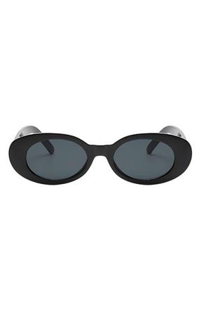 Fifth and Ninth Vivi 50mm Polarized Oval Sunglasses in Black/Black at Nordstrom