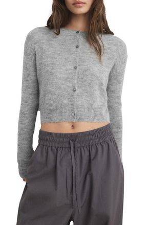 Mango Crop Cardigan in Medium Heather Grey at Nordstrom, Size Large