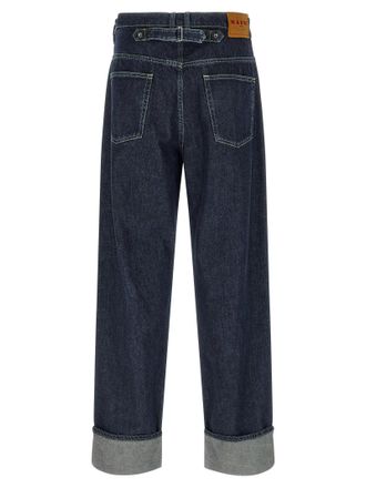 Marni Logo-Embroidered Cotton Denim Jeans - Navy