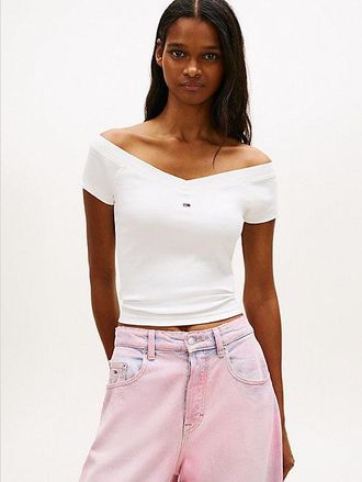 Tommy Hilfiger Off-The-Shoulder Ribbed Slim Top