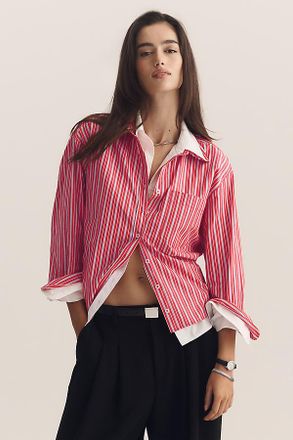 Maeve The Double-Layered Shrunken Bennet Buttondown Shirt by Maeve