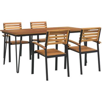 vidaXL Juego De Comedor De Jard&iacute;n 5 Pzas Madera Maciza Acacia Y Metal Vidaxl