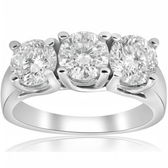 Pompeii3 3ct Three Stone Diamond Engagement Ring 14K White Gold Size Selectable
