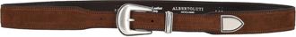Alberto Luti Slim Western Silver Buckle Suede Belt
