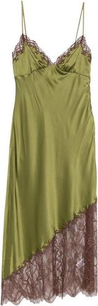 Staud Lara Lace-trim Silk Asymmetric Dress