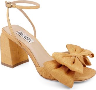 Badgley Mischka Olani Platform Ankle Strap Sandal in Sand Silk at Nordstrom, Size 6.5