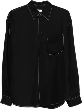 Sandro contrast-stitching shirt - men - Lyocell/Viscose - S - Black