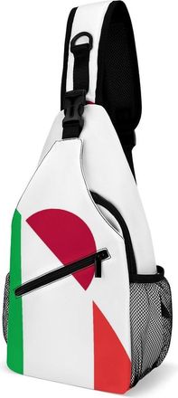 Generic Italy And Japan Flag Mens Shoulder Bags Sling Crossbody Backpack Travel Hiking Chest Bag with Small Side 38x20cm