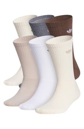 adidas Assorted 6-Pack Trefoil 2.0 Crew Socks in Beige/White/Earth Brown at Nordstrom, Size Large