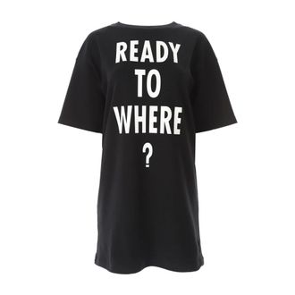 Moschino T-Shirts, female, Black, Size: M Ready To Where? Tshirt Dress