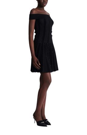 Balmain Off-the-shoulder glitter knit top in Black at Nordstrom, Size 38 Eu