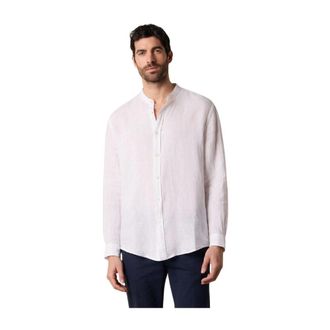 Brooks Brothers Regular Fit Linnen Overhemd met Opstaande Kraag - Heren - Casual Overhemden - Wit - S - Linnen - Overhemden