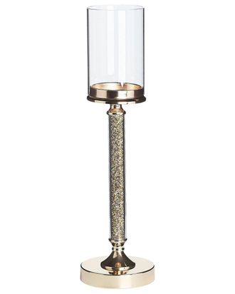 Beliani Candelabro de vidrio metal dorado 48 cm