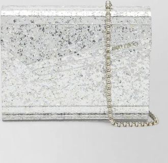 Jimmy Choo London chain strap glitter clutch metallic accents