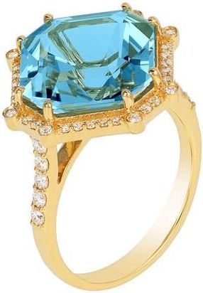 Goshwara Gossip Asscher-Cut Ring in Pale Blue at Nordstrom, Size 7