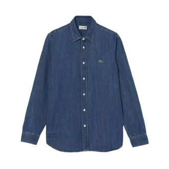 Lacoste Blauw Denim Overhemd Iconische Look - Heren - Spijkeroverhemden - Blauw - 3XL - Denim - Overhemden