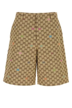 Gucci Mens Gg Canvas Shorts - Tan Cotton - Size EU 46 (Mens)
