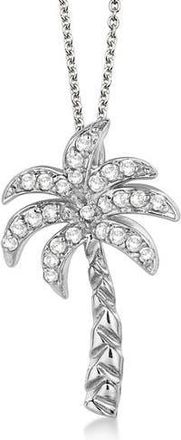Allurez Palm Tree Shaped Diamond Pendant Necklace 14k in White Gold at Nordstrom, Size 18