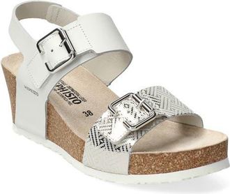 Mephisto Lissandra Platform Wedge Sandal in White/Silver at Nordstrom, Size 11