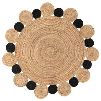 Jonathan Y Designs Ayana Two-Tone Jute Hippy Circle Round Area Rug in Natural/black at Nordstrom, Size 4Ft 0In X 4Ft 0In