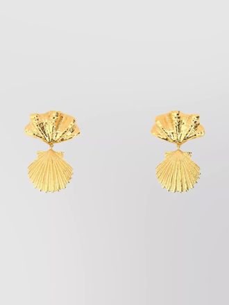 Chlo&eacute; shell design textured metal earrings
