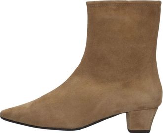 Stefano Lauran Taupe Puntige Neus Enkellaarsjes - Dames - Cowboylaarzen - Bruin - 38 EU - Wol - Schoenen