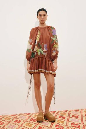Alemais Alfie Ruched Mini Dress In Chocolate