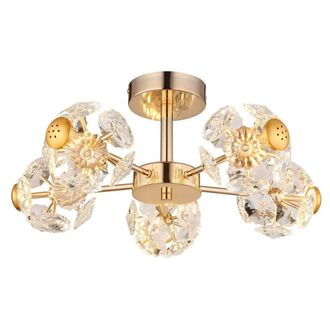 Netlighting Floriella Ceiling Light Gold Colors Crystals Glass Shade LED 3000K