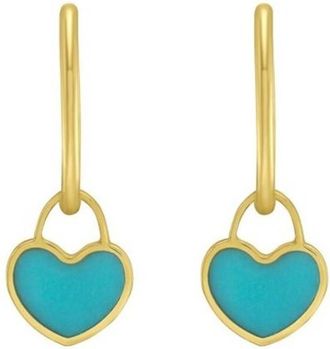 Tresorra 14K Yellow Gold Turquoise Heart Earrings