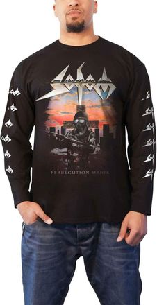 Sodom T Shirt Persecution Mania Band Logo Official Mens Black Long Sleeve M