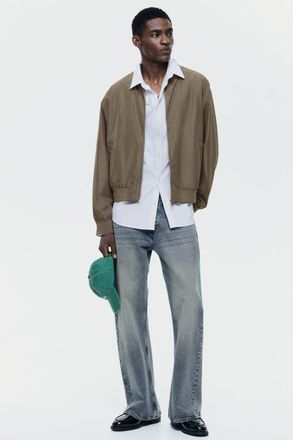 H&M Lightweight Bomber Jacket in Dark Beige at Nordstrom, Size Xx-Large