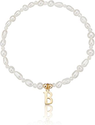 Lily & Roo Gold Pearl Initial Letter Bracelet