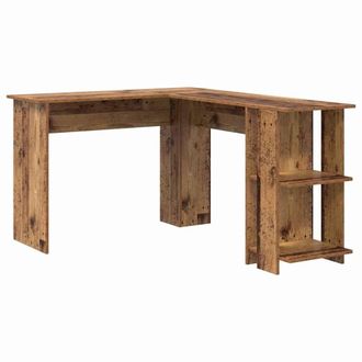 Berkfield Home Corner Desk with Storage Old Wood 140x113, 5x75cm in Brown | Size: 5x75 cm