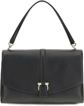 Ferragamo Gancini Lock Schoudertas - Dames - Tassen - Zwart - Maat: ONE Size Leer