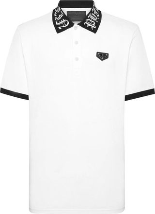 Philipp Plein Gothic Plein Pique Polo Shirt - Heren - Polos - Wit - 2XL - Katoen - Tops
