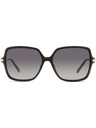 Omega sculpted-arm square-frame sunglasses - women - Acetate/Metal - One Size - Black