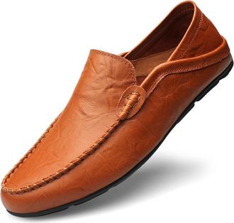 Generic Mens Moccasins Slippers Leather Shoes Slip On Penny Loafers Driving Classic Bussnis Derby Oxford Shoes Breathable Casual Training Shoes Walking Shoes,