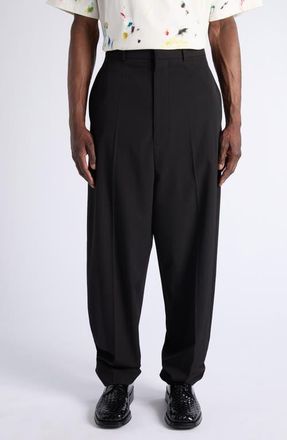 Bottega Veneta Black Wool Twill Wide Leg Trousers in 1010 Double Black at Nordstrom, Size 36 Us