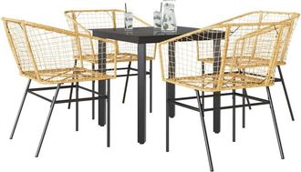 vidaXL Juego De Comedor Jard&iacute;n 5 Piezas Rat&aacute;n Sint&eacute;tico Marr&oacute;n Vidaxl