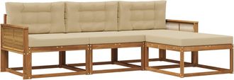 vidaXL Conjunto De Sof&aacute;s De Exterior 4 Uds. Natural Y Beige Vidaxl