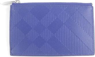 Burberry Pre-owned Check Patroon Leren Muntetui Kaarthouder - Heren - Vintage Accessoires - Blauw - ONE Size - Leer - Vintage
