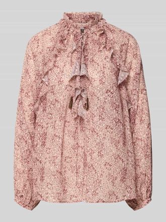 Jake*s Regular Fit Bluse mit R&uuml;schen und Schn&uuml;rung in Bordeaux, Gr&ouml;&szlig;e 32