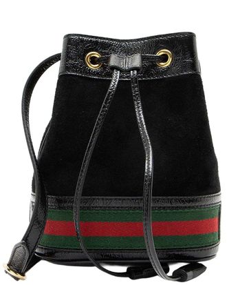 Gucci Suede Patent Ophidia Mini Bucket Bag (Authentic Pre-Loved)