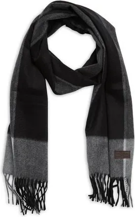 Hickey Freeman Colorblock Cashmere Scarf in Black at Nordstrom Rack