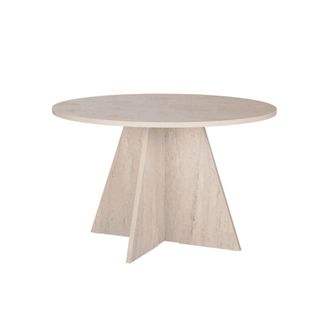 Calicosy Mesa de comedor con tapa redonda de 120 cm - travertino