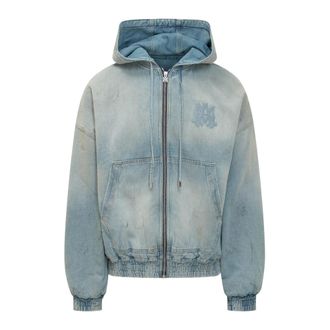 Amiri Denim Jackets, male, Blue, Size: L MA Denim Zip Hoodie